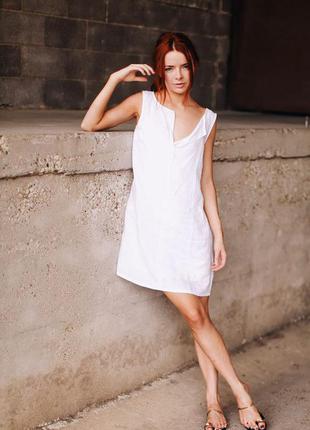 Сукня біле льон5 фото