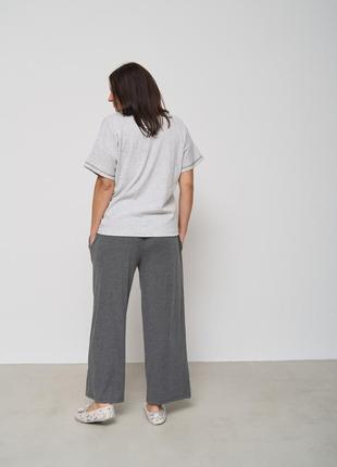 Комплект жіночий зі штанами-палаццо та футболкою  в рубчик,  батал6 фото