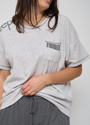 Комплект жіночий зі штанами-палаццо та футболкою  в рубчик,  батал3 фото