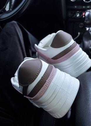 Кроссовки белые с розовым на платформе4 фото