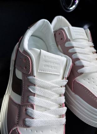 Кроссовки белые с розовым на платформе7 фото