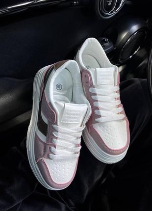 Кроссовки белые с розовым на платформе5 фото