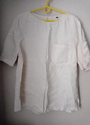 Блуза из комбинированных тканей( лён+хлопок), цвет бежевый, размер 48-52