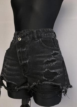 Женские шорты чёрные джинсовые короткие винтаж ретро летние готический стиль готические женская2 фото