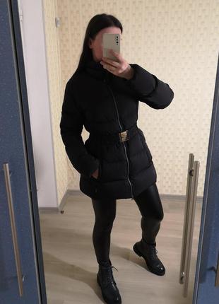 Женский пуховик timberland, куртка на натуральном пуху, зимняя куртка, чёрный пуховик zara9 фото