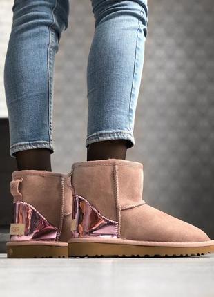 Женские розовые  угги ugg mini classic pink