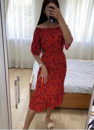 Сукня натуральне плаття міді квітковий принт♥️1 фото