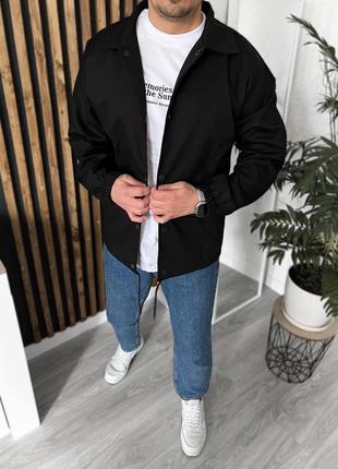 Джинсовка свободного кроя куртка курточка жакет кофта рубашка пиджак стильная базовая мужская черная серая хаки4 фото