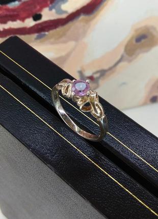 Серебряное женское кольцо с натуральным аметистом3 фото