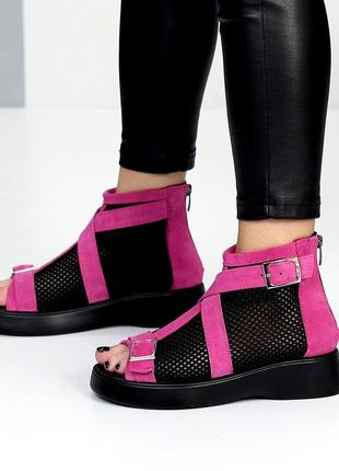 Літні черевики "marena" жіночі натур. замша/текстильна сітка4 фото