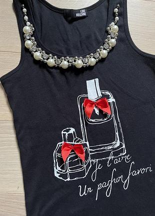 Майка футболка love moschino з бусинами оригінал