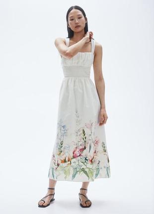 Платье женское льняное с принтом hm new1 фото