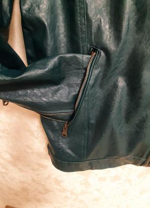 Нова брендова пряма куртка кожанка в смарагдовому кольорі uni sex buffalo4 фото