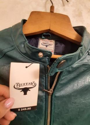 Нова брендова пряма куртка кожанка в смарагдовому кольорі uni sex buffalo7 фото