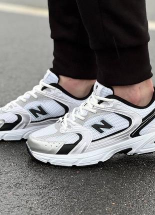 New balance кроссовки белые, кожа+сетка 40-44р5 фото