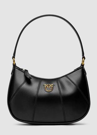 Pinko hobo bag fine grain cow leather black