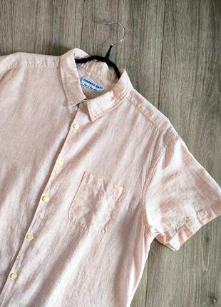Тениска рубашка розовая лён/хлопок 46-48