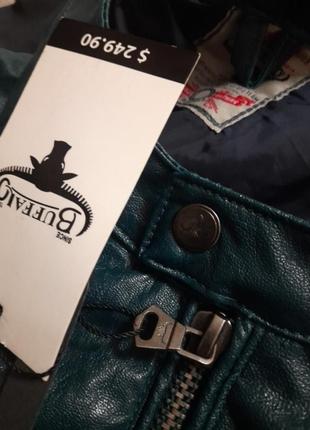 Нова брендова пряма куртка кожанка в смарагдовому кольорі uni sex buffalo8 фото