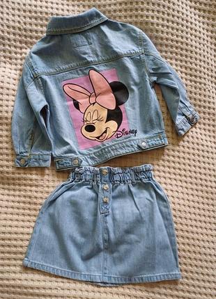 Костюм, комплект  джинсова куртка minnie mouse +  спідниця   zara    3-4 роки