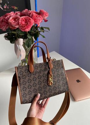 Michael kors gigi lg grab tote brown8 фото