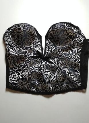 Корсет черный прозрачная сеточка для фотоссесии секси с розами майка винтаж диско чорний вінтаж