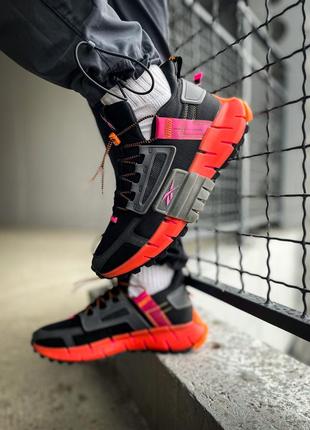 Мужские кроссовки reebok zig kinetica edge 'black/orange'1 фото