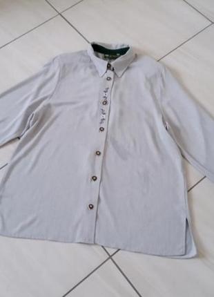Вінтажна сіра сорочка з вишивкою хлопкова2 фото