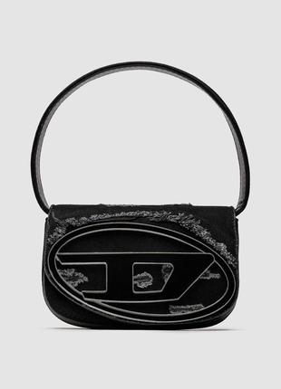 Diesel 1dr denim iconic shoulder bag black