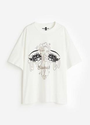 Футболка женская бежевая с принтом hm new