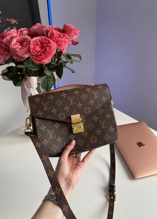 Louis vuitton pochette métis brown monogram coated canvas gold8 фото