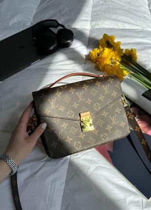 Louis vuitton pochette métis brown monogram coated canvas gold6 фото