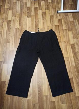 Черные брюки из замеса вискозы, хлопка и льна большой размер батал 201 фото