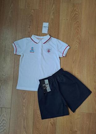Летний набор для мальчика/белая тенниска/белое поло/синие шорты для мальчика2 фото