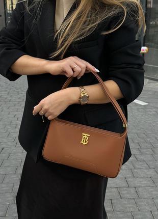Burberry leather tb shoulder bag "brown"8 фото