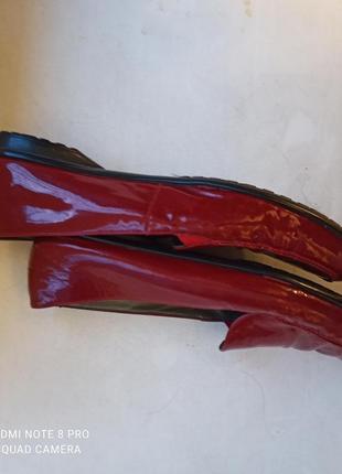 Темно красные кожаные лаковые  мокасины sioux с технологией sacchetto р. 39, стельки 25-25, 5 см***9 фото