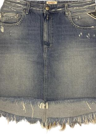 Жіноча брендова джинсова спідниця цікавого крою replay1 фото
