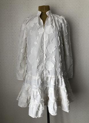 Оригинальное нарядное белое платье - зефирка от h&m, размер м1 фото