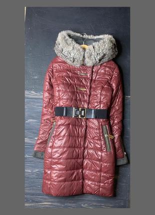Зимняя куртка пуховик зимний с натуральных мехом1 фото