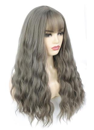 Стильній длинный парик из синтетических волос с челкой-70см1 фото