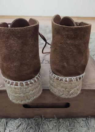 Круті замшеві черевики еспадрильї на джгутовій підошві запалення «єspadrilles»3 фото