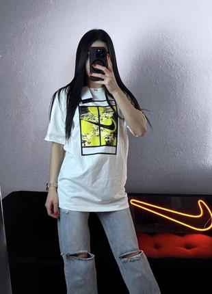 Футболка nike swoosh найк суш белая оверсайз бег лого