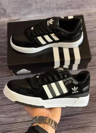 Р.40-44 кроссовки adidas forum low black white ad056