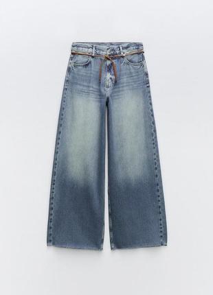 Джинси loose wide-leg high-waist belted jeans