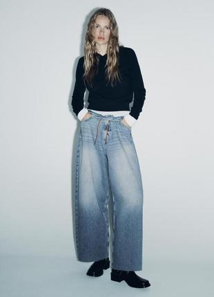 Джинси loose wide-leg high-waist belted jeans2 фото