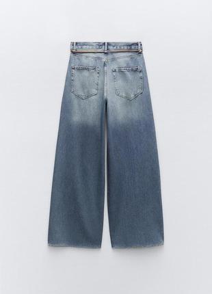 Джинси loose wide-leg high-waist belted jeans7 фото