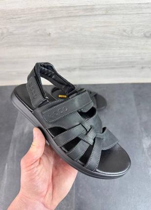 Мужские кожаные сандалии черные4 фото