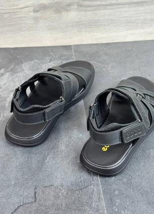 Мужские кожаные сандалии черные5 фото