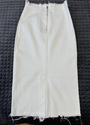 Белая юбка футляр из коттона5 фото