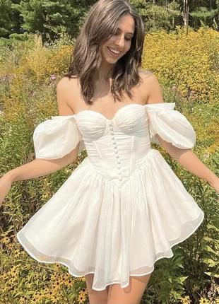 Белое пышное корсетное французское платье