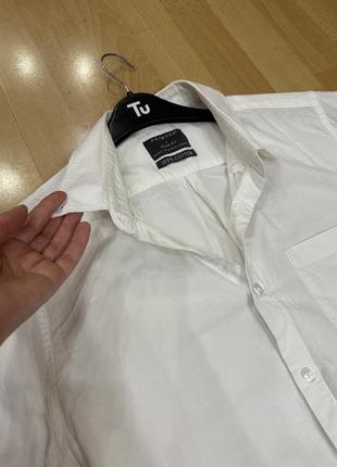 Белая удлиненная хлопковая коттон хлопок рубашка с коротким рукавом біла подовжена бавовняна бавовна сорочка з коротким рукавом3 фото